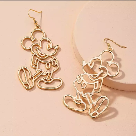 Mickey Mouse Disney World Cut Out Minimalist Dangle Trending Cute Gift Earrings - Picture 3 of 3